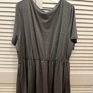 Knee-length gray knit dress, plus size